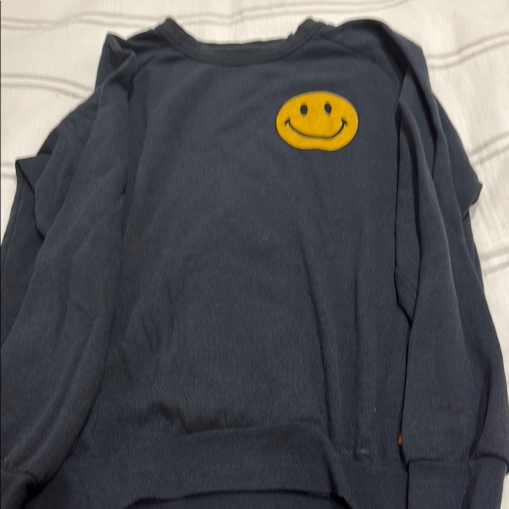 Aviator Nation Blue Sweater with Yellow Smiley